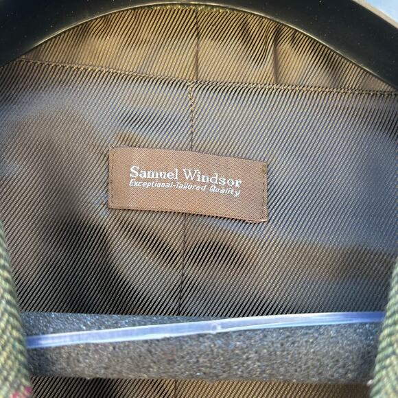 Samuel Windsor Suit Set Jacket Waistcoat Vest Wool Green Plaid 48R - Picture 4 of 12